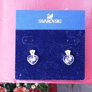 Swarovski Crystal Earrings purple Ladies heart